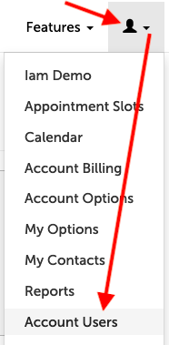 Account Users under the profile menu