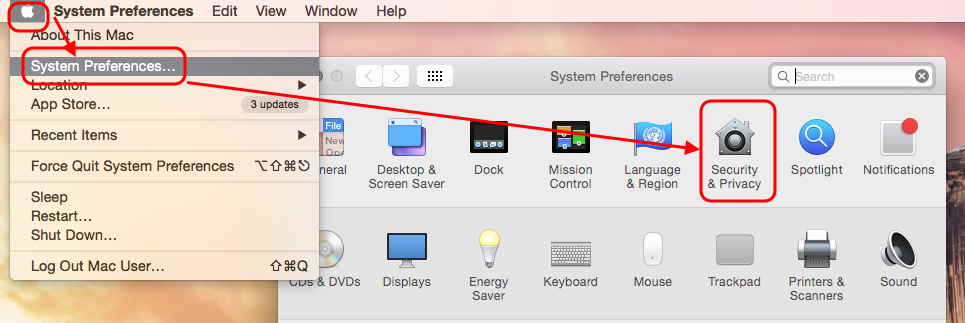 Navigating to Security & Privacy settings on a Mac