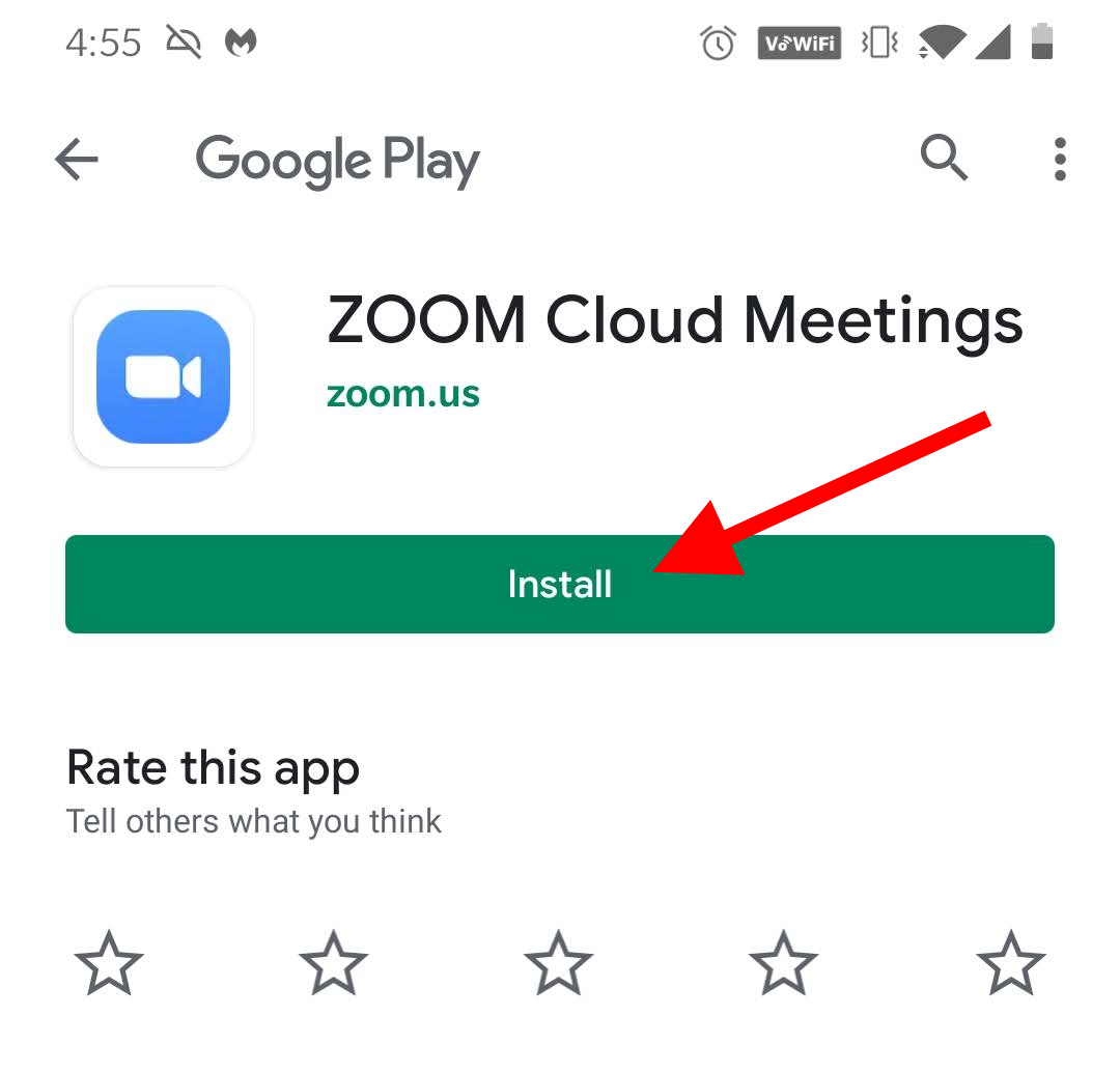 Install Zoom button