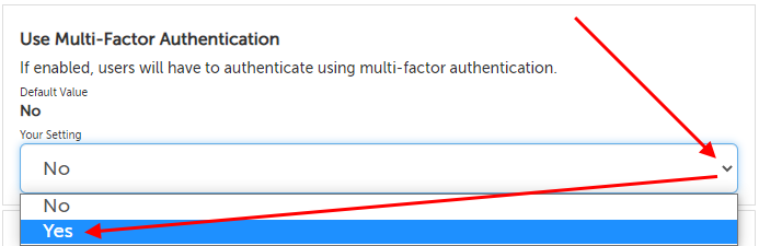 Arrow pointing to change selection